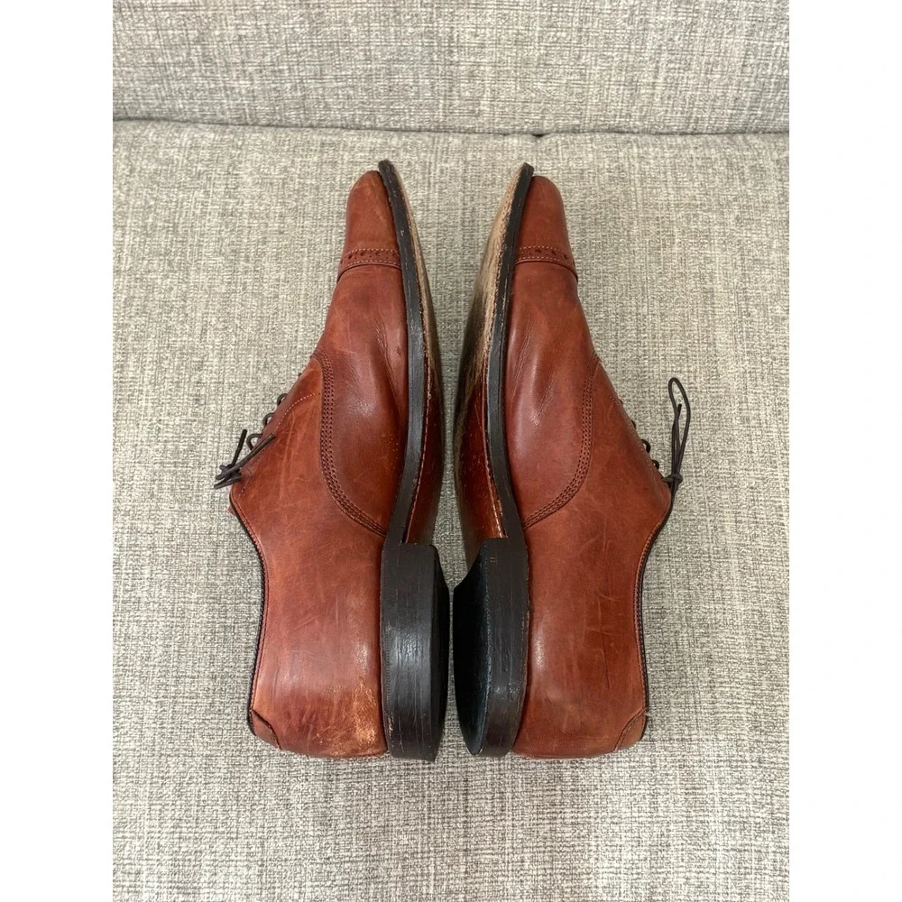 Allen‎ Edmonds Byron Mens 11 B Chili Leather Cap Toe Brogue Oxford Dress Shoes
